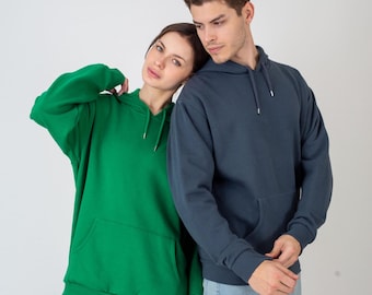 Sweats à capuche pour couple en coton : vert forêt et gris anthracite pour la Saint-Valentin