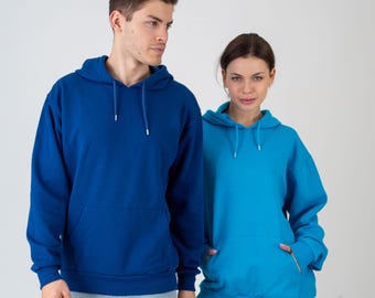Sweats à capuche pour couple Saint-Valentin - Cadeau à capuche unisexe tendance en turquoise et bleu marine