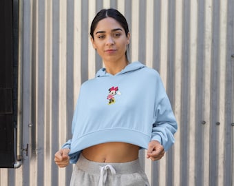 Sudadera corta con capucha de Minnie Mouse – Sudadera de algodón con estampado de Disney para mujer