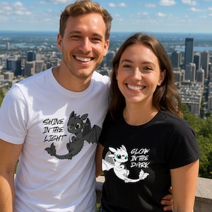 Glow-in-the-Dark Toothless Couple T-Shirts: How to Train Your Dragon Matching Set
