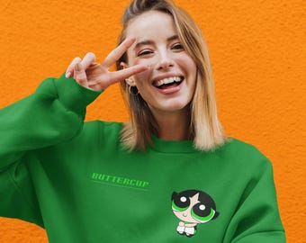 Powerpuff Girls Buttercup Sweatshirt: Cartoon Cotton Blend