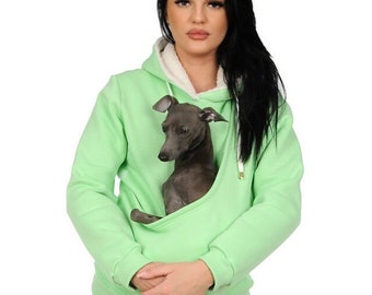 LIGHT GREEN sweatshirt for carrying a dog or cat, Kangaroo Pouch for dog, hunde tasche, dog bag, sweatshirt for carrying a dog or cat