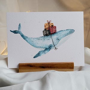 Karte Wal - Grußkarte - Weihnachtskarte - maritime Weihnachten