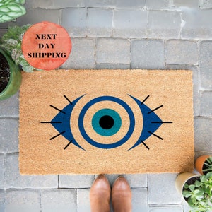 Evil Eye Doormat, Protection, Natural Coconut Fiber