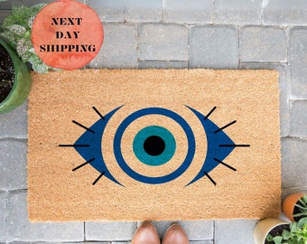 Evil Eye Doormat, Protection Doormat, Evil Eye Protection, Front Doormat, Blue Evil Eye, Doormat Outdoor, New Home Gift, Cool Gifts
