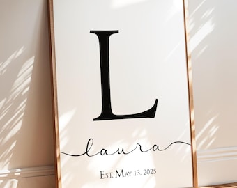 Custom Name Framed Wall Art, Living Room Wall Art, Custom Name, Framed Print, Wall Decor, Custom Framed Initials Sign, Framed Wall Name Sign