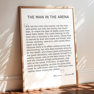 The Man In The Arena Photo Frame, Wood Framed Sign, Office Wall Art, Home Decor, Framed Prints, Living Room Wall Decor, Office Wall Decor