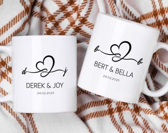 Personalized Couple Mug, Anniversary Mug, Coffee Mug, Name Mug, Hot Chocolate Mug, Gift for Girlfriend, Ceramic Mug, Cute Mug, Birthday Gift