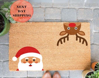 Christmas Doormat, Reindeer Doormat, Holiday Gifts, Doormat Outdoor, Christmas Gift, Front Porch Decor, Front Door Mat, Santa Doormat