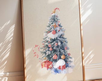 Christmas Tree Frame, Christmas Home Decor, Living Room Wall Decor, Christmas Gift, Holiday Decor, Winter Painting, Housewarming Gift