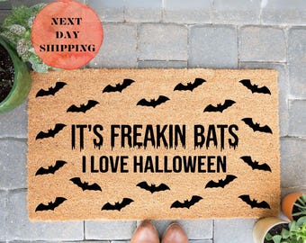 Its Freakin' Bats I Love Halloween Welcome Mat, Halloween Doormat, Housewarming Gift, Halloween Decor, Halloween Gift, Front Door Mat