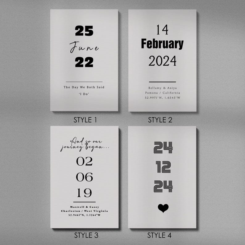 Our Custom Date Canvas Print, Wedding Day Canvas, Birthday Gift