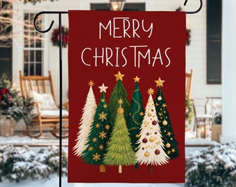Merry Christmas Garden Flag, Christmas Decor, Christmas House Flag, Winter Garden Decor, Holiday Yard Decor, Double Sided Flag, Garden Flag