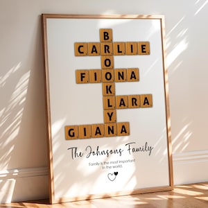Personalized Scrabble Print, Custom Family Gift, Personalized Family Scrabble Print, Gift for Mother, Mother&#39;s Day Gift, Family Name Print