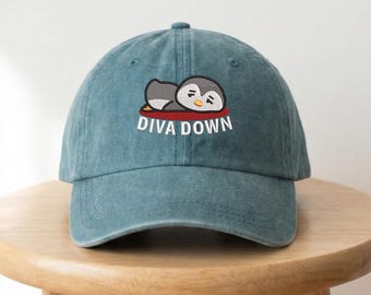Casquette brodée pour papa Lazy Penguin, motif Diva en duvet, casquette de baseball en sergé de coton