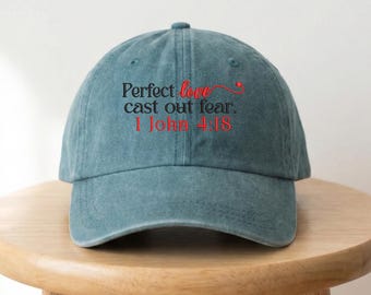 Casquette de baseball en sergé de coton brodé, 1 John 4:18 Verse