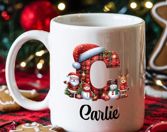 Christmas Initial Mug, Custom Name Mug, Christmas Name Mug, Custom Mug, Personalized Gift, Coffee Mug, Xmas Gift, Ceramic Mug, Tea Mug