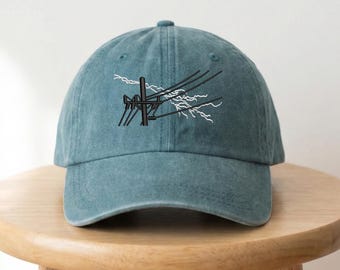 Casquette papa brodée Power Lines, casquette de baseball minimaliste avec poteaux électriques
