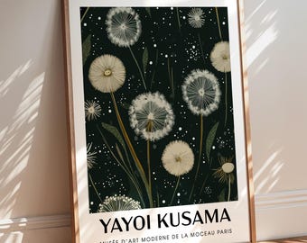 Exhibition Wall Art Green Yayoi Kusama Wall Art, Aesthetic Wall Decor, Framed Wall Art, Wall Decor, Wall Decor, Living Room Wall Art