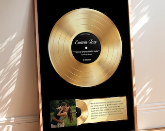 Custom Plaque Print, Vinyl Record Plaque Art, Personalized Music Wall Art, Couples Gift, Anniversary Gift, Photo Frame, Music Art Print