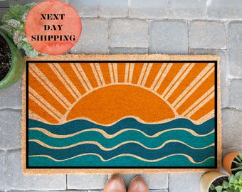 Vibrant Boho Sunset Doormat, Boho Doormat, Outdoor Decor, Modern Welcome Mat, Front Door Mat, Modern Porch Decor, Home Gift, Home Decor