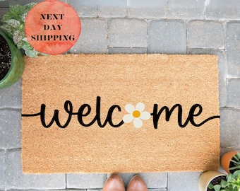 Daisy Welcome Doormat, Flower Doormat, Floral Door Mat, Welcome Mats, Front Door Decor,  Porch Decor, Spring Decor, Home Gifts, Closing Gift