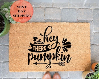 Hey There Pumpkin Doormat, Halloween Entryway Decor, Coconut Fiber Mat