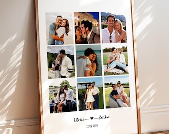 Couple Photo Collage, Photo Collage, Couple Gift, Living Room Art, Framed Print, Housewarming Gift, Wall Gift, Anniversary Gift, Home Decor