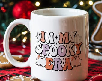 Mug Spooky Era, Mug fantôme rétro, Tasse à café sur le thème d'Halloween, Mug 11 oz ou 15 oz, Mug automne pour boisson chaude, Mug effrayant, Cadeau unique, Cadeau pour la maison