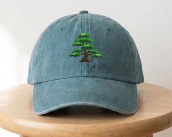 Casquette de baseball brodée de bonsaï, chapeau de maman végétal 100 % coton
