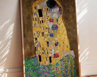 The Kiss Wall Art, Aesthetic Wall Decor, Framed Wall Art, Wall Art Decor, Living Room Wall Art, Gustav Klimt The Kiss, Vintage Wall Art
