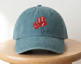 Casquette de baseball rouge brodée, chapeau porte-bonheur, broderie casino, casquette papa unisexe