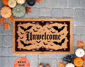 Unwelcome Doormat, Natural Coconut Fiber, Halloween Home Decor