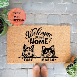Personalized Dog Doormat, Dog Welcome Mat, Unique Dog Gift, Housewarming Dog Gift, Custom Dog Breeds, Custom Name Doormat, Pet Lovers Gift