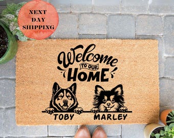 Personalized Dog Breed Doormat, Custom Pet Name Welcome Mat