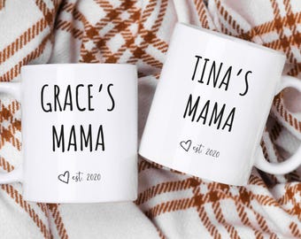 Personalized Mama Ceramic Mug, Custom Name Coffee Cup, New Mom Gift