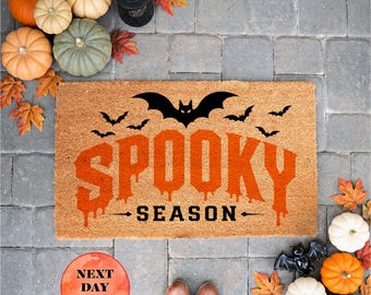 Spooky Season Doormat, Bats Welcome Mat, Halloween Gift