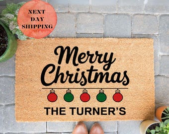 Personalized Christmas Doormat, Holiday Doormat, Custom Doormat, Holiday Gift, Family Name Doormat, Holiday Decor, Xmas Gift, Family Gift