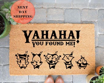 Yahaha You&#39;ve Found Me, Korok Seed Doormat, Legend Of Zelda Creature Mat, Zelda Lover Doormat, Nintendo Game Gift For Him Or Her, Gamer Gift