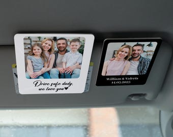 Visière photo personnalisée pour voiture, pare-soleil Drive Safe, clips pour pare-soleil pour voiture, cadeau pour papa, photo personnalisée pour voiture, cadeau personnalisé, clip pour pare-soleil