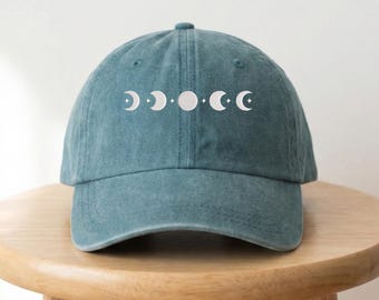 Embroidered Moon Phase Baseball Cap, Celestial Embroidery Hat, Astronomy Space Hat, Mystical Moon Hat, Vintage Trucker Hat, 100% Cotton Hat