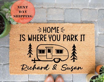 Custom Name Camper Doormat, Personalized  Gift, Custom Camping Doormat, Custom RV Door Mat, Outdoor Mat, Entryway Decor, Housewarming Gift
