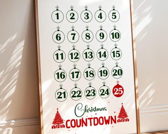 Christmas Countdown Print Frame, Framed Sign, Christmas Home Decor, Living Room Wall Decor, Wall Art Decor, Christmas Gift, Holiday Decor