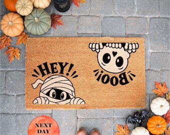 Hey Boo Doormat, Funny Halloween, Fall Welcome Mat