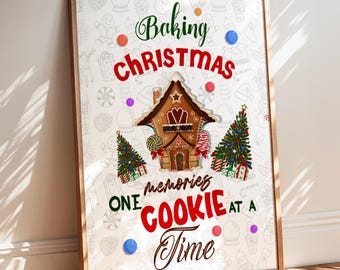 Baking Christmas Memories One Cookie At A Time Frame, Framed Sign, Home Decor, Framed Prints, Living Room Wall Decor, Wall Art Decor