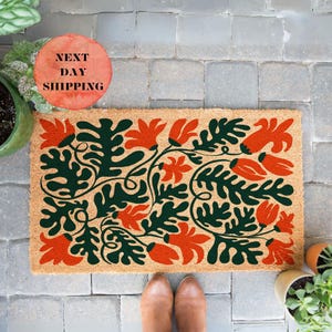 Boho Chic Doormat with Floral Design, Welcome Mat, Front Porch Decor, Boho Floral Doormat, Bohemian Home Decor, Outdoor Decor, Home Gift