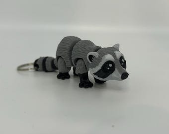 Flexi Raccoon Keyring: Articulated Animal Keychain