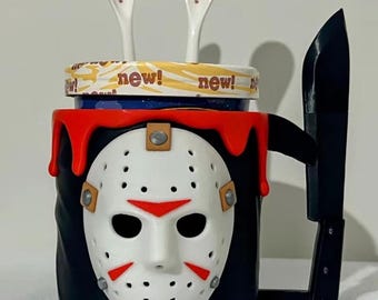 Jason Voorhees Ice Cream Pint Holder | Scream Movie Cozy, Halloween Decor