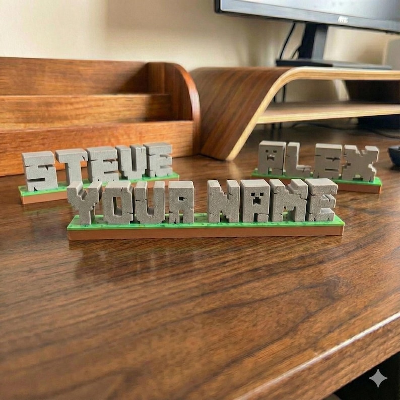 Gamer Name Sign Custom Gamer Name Sign – Pixelated Stone Style Desk Decor - Etsy UK