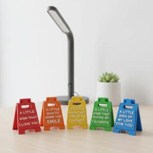 Custom Miniature Signs of Affection | Personalised Tiny Desk Decor | 3D Printed Small Gift | Custom Message A-Frame Sign